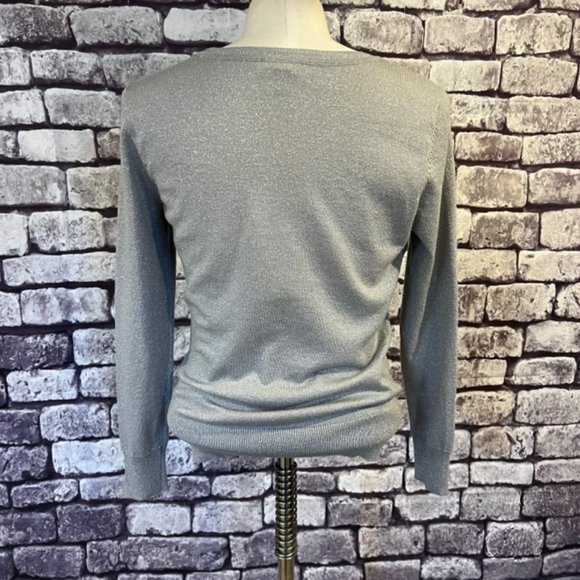 Worthington Crew Neck Silver Metallic Sweater Size PM - Picture 6 of 9